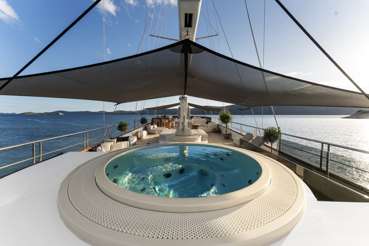 Deck of Maxita, a Gulet Motoryacht yacht at Split, Croatia