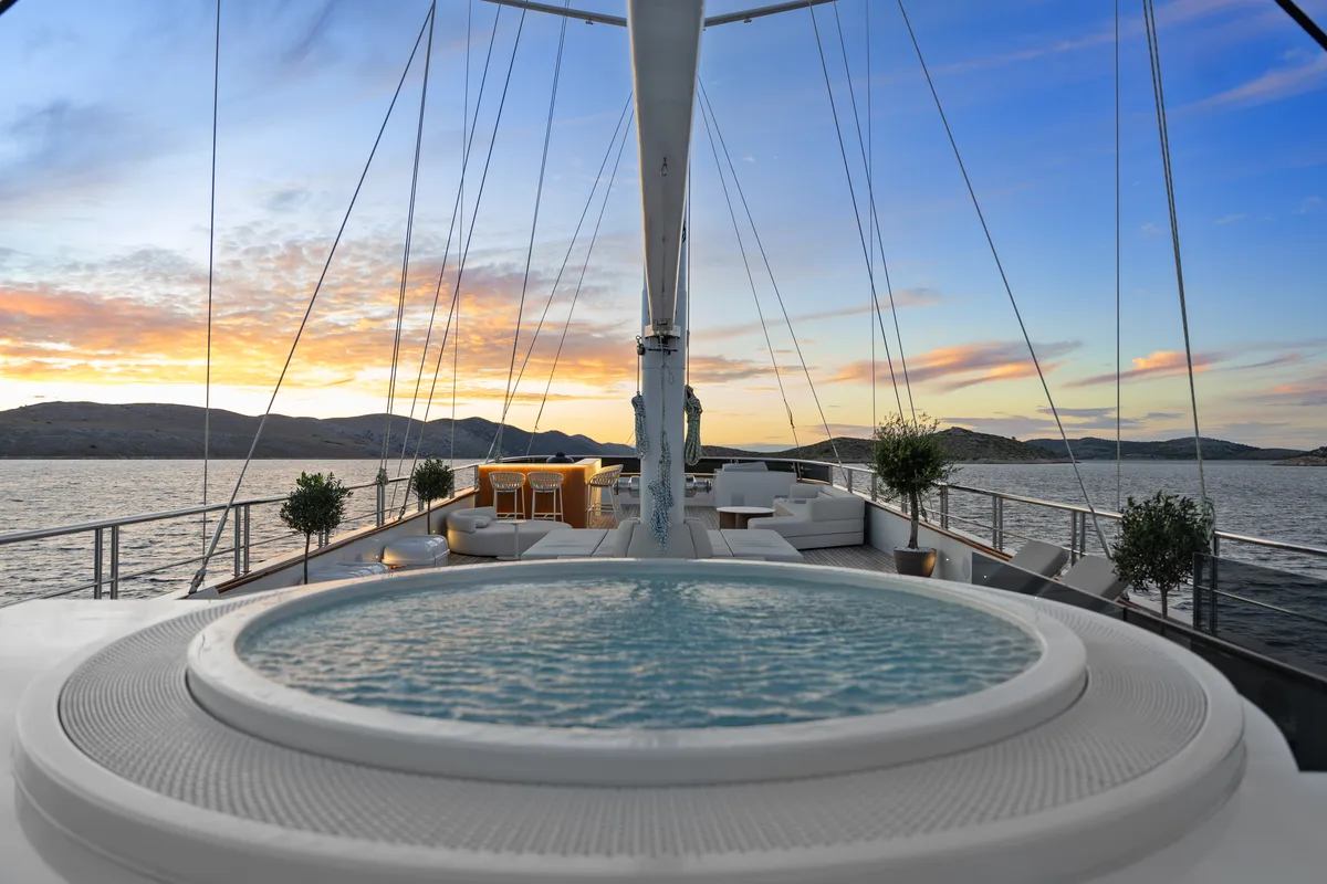 Deck of Maxita, a Gulet Motoryacht yacht at Split, Croatia