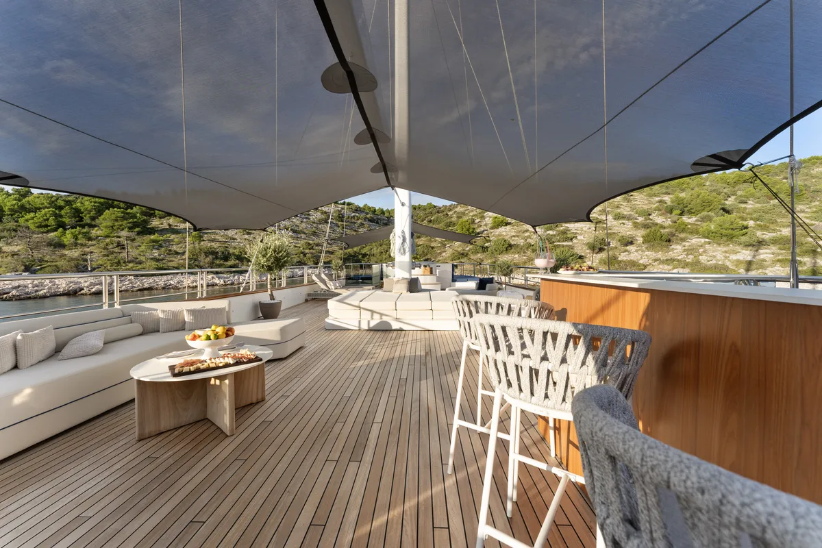 Deck of Maxita, a Gulet Motoryacht yacht at Split, Croatia