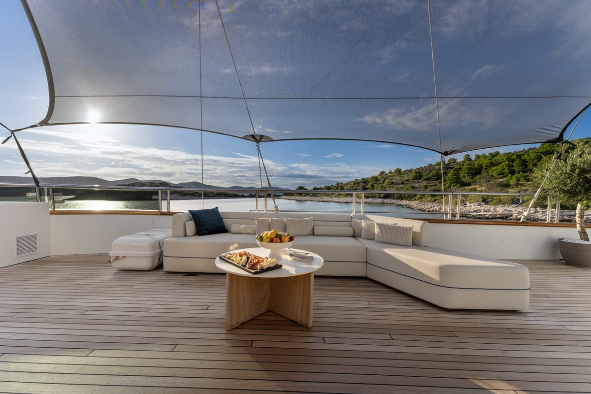 Deck of Maxita, a Gulet Motoryacht yacht at Split, Croatia