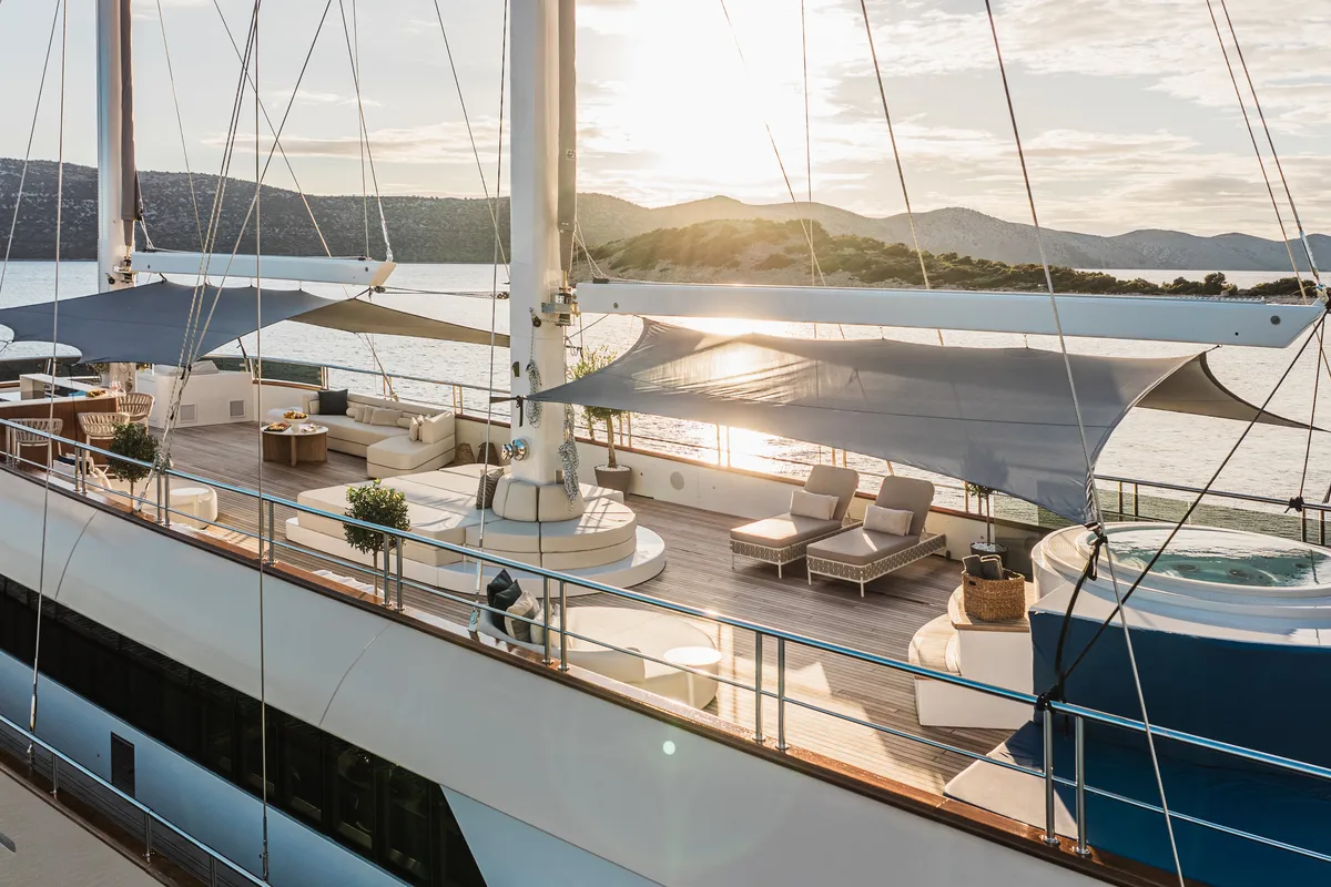 Deck of Maxita, a Gulet Motoryacht yacht at Split, Croatia