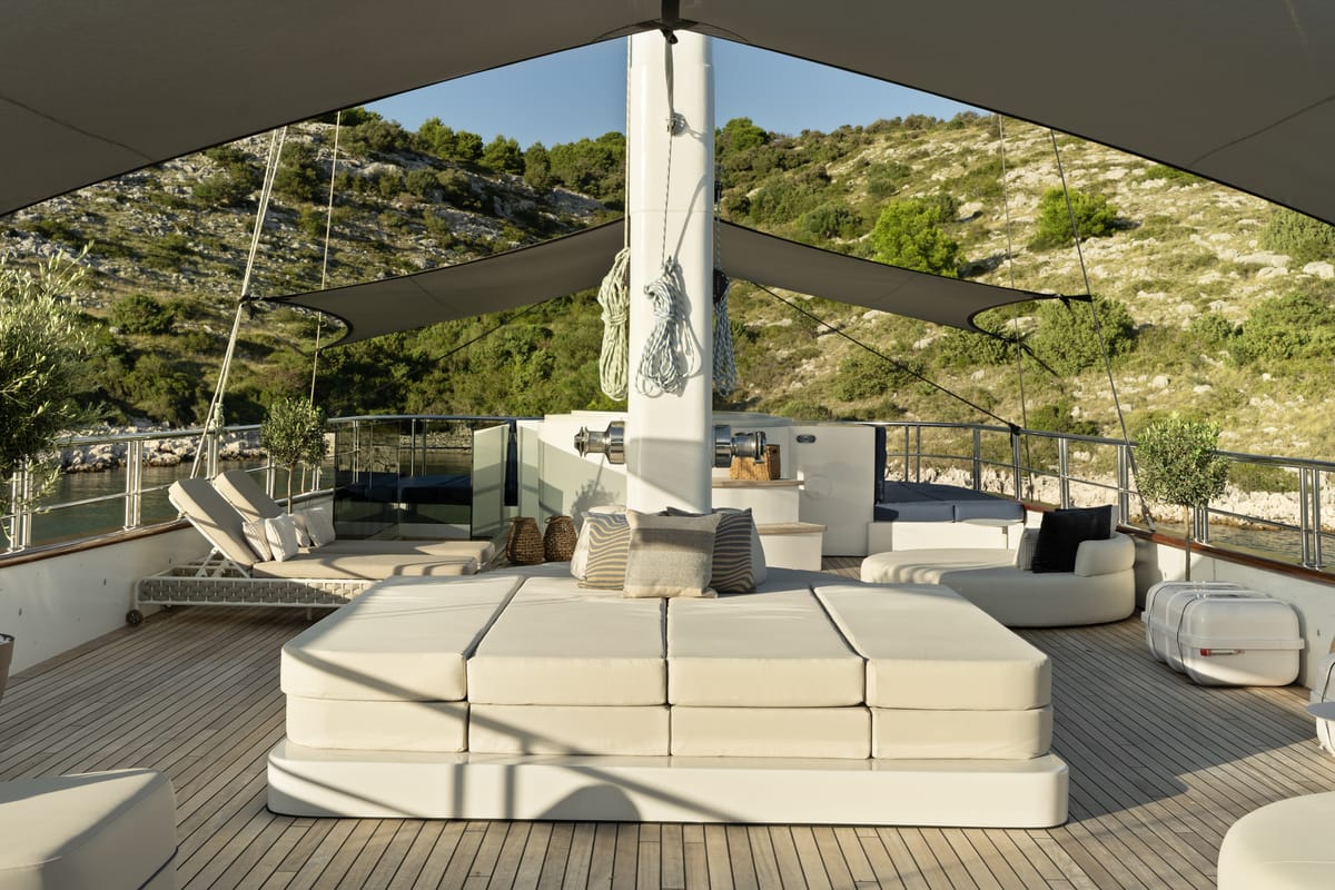 Deck of Maxita, a Gulet Motoryacht yacht at Split, Croatia