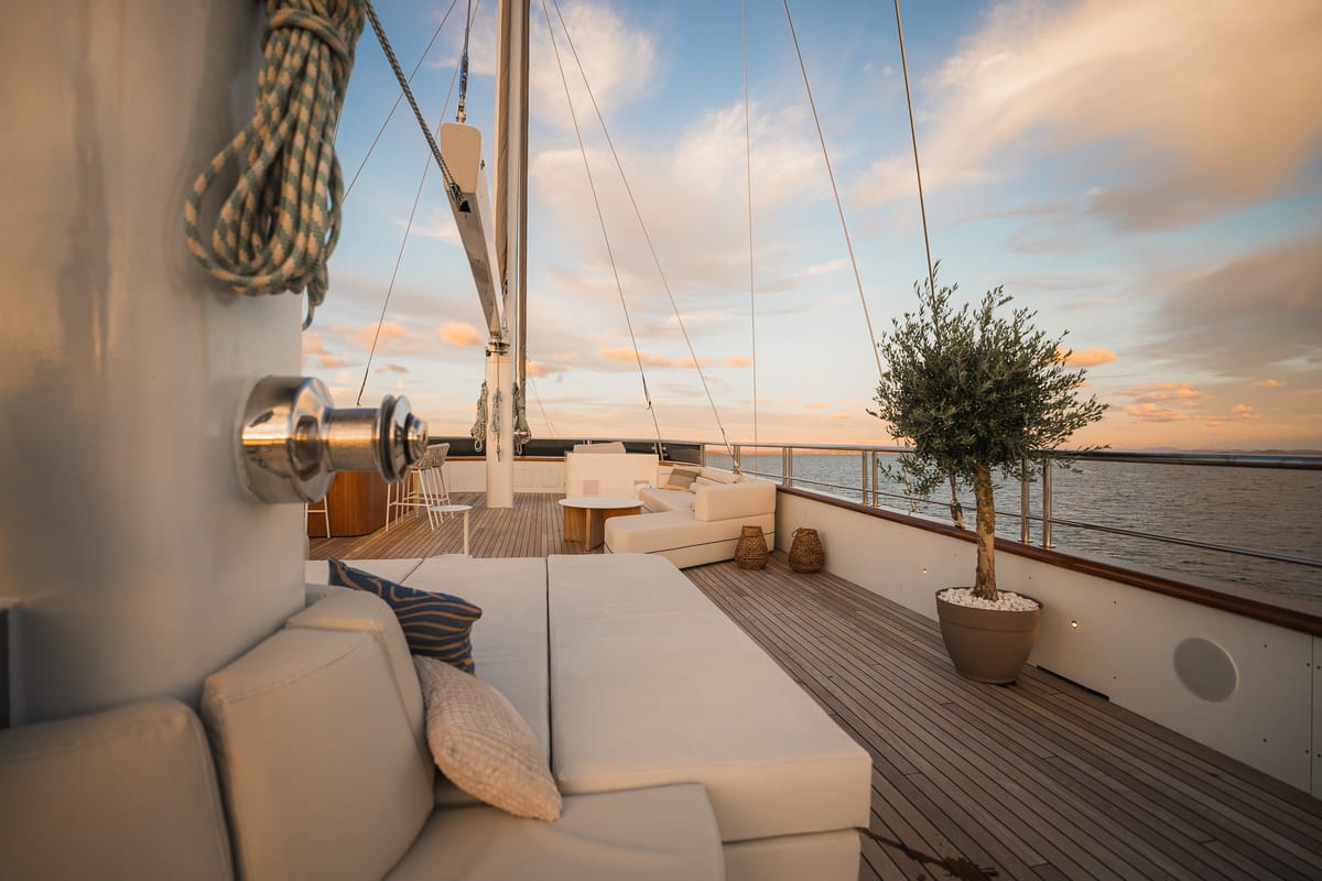 Deck of Maxita, a Gulet Motoryacht yacht at Split, Croatia