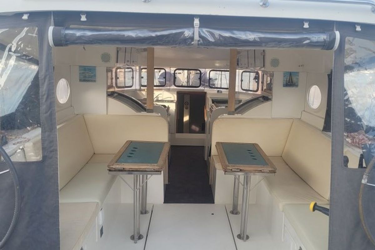 Salon of The Big One Two, a Dufour Atoll 6 sailboat at Primošten, Croatia