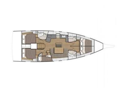 Floor plan of Ilia, a Beneteau Oceanis 46.1 sailboat at Athens, Greece