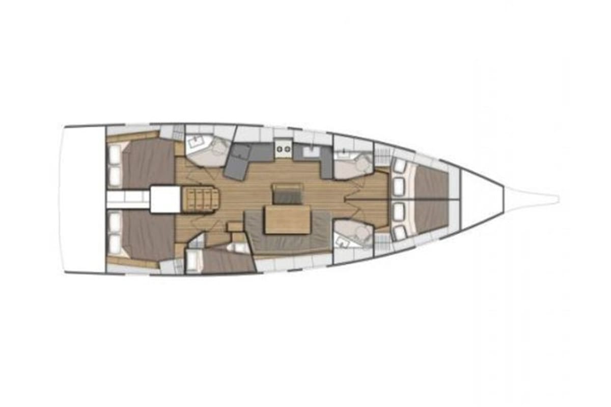 Floor plan of Ilia, a Beneteau Oceanis 46.1 sailboat at Athens, Greece