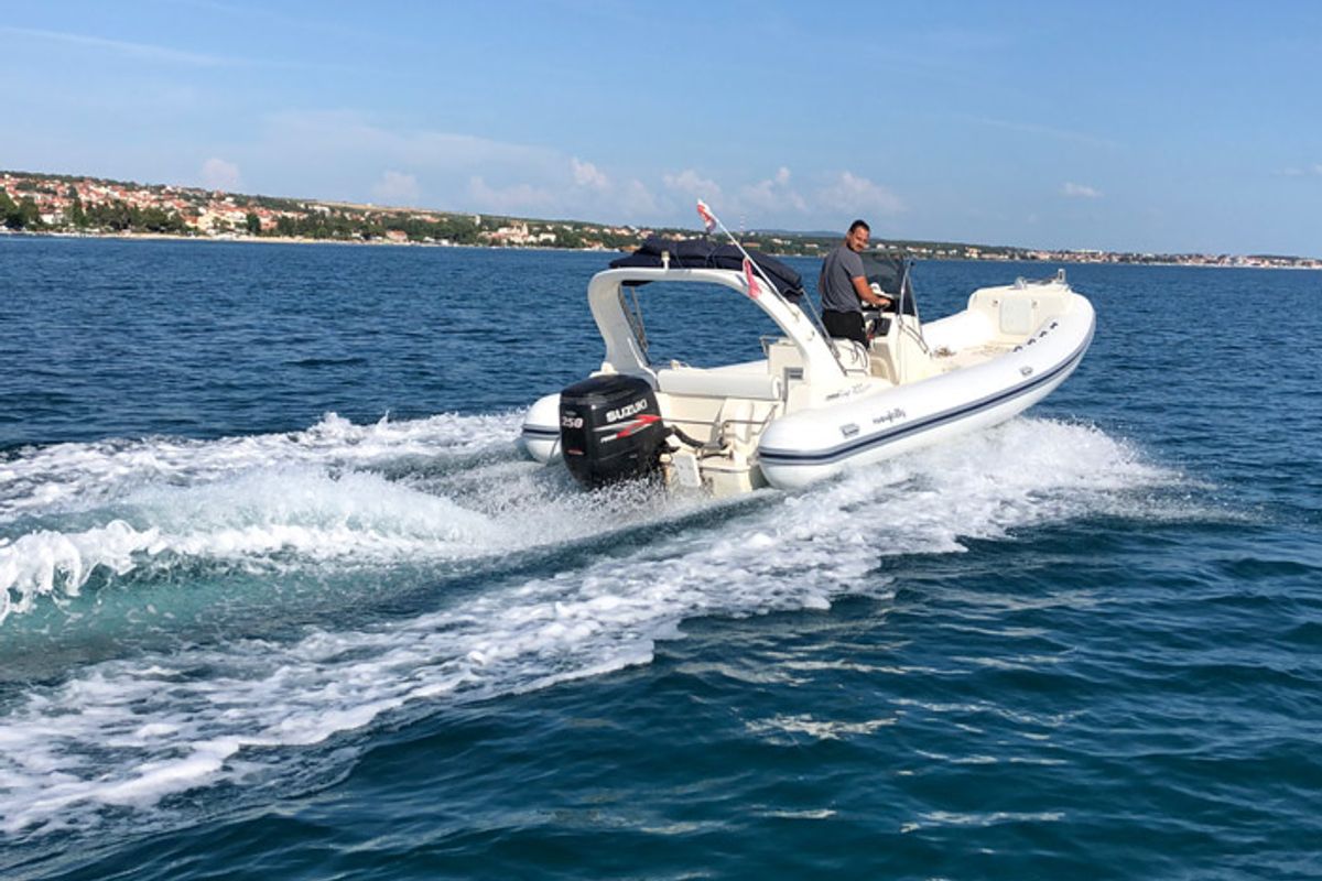 Exterior view of King 720, a Nuova Jolly Marine King 720 Extreme rib at Grad Biograd na Moru, Croatia