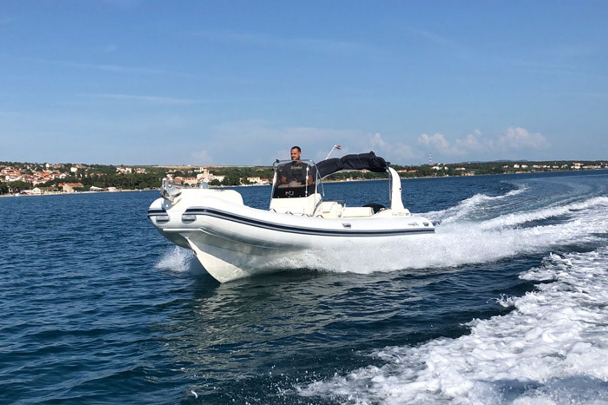 Exterior view of King 720, a Nuova Jolly Marine King 720 Extreme rib at Grad Biograd na Moru, Croatia