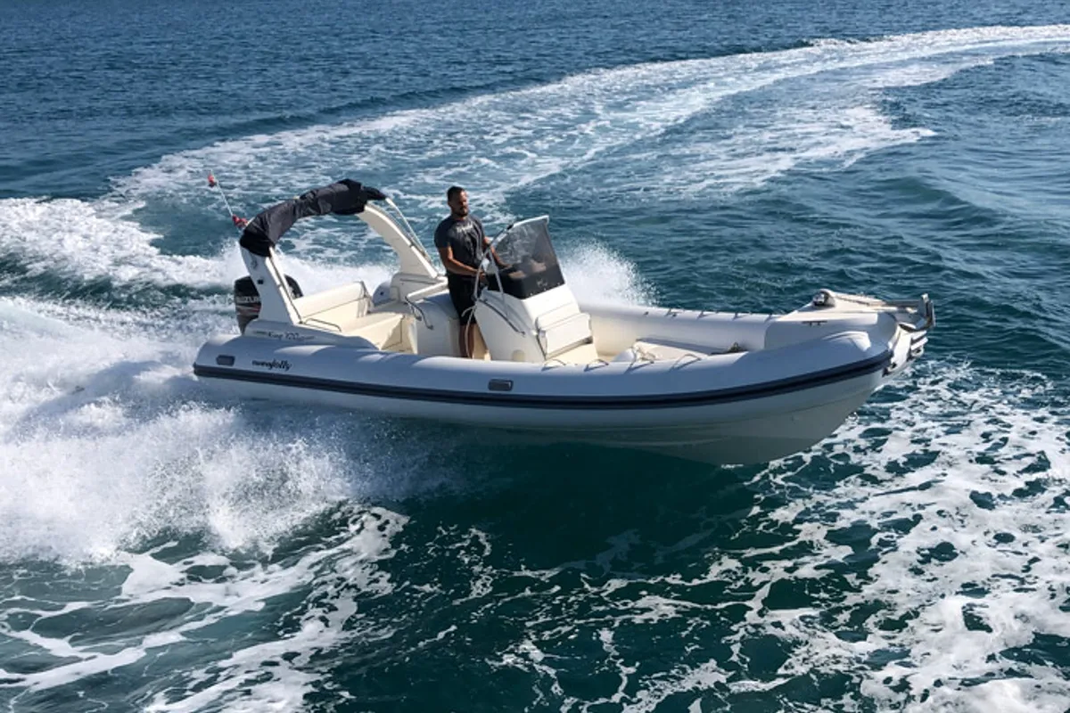 Exterior view of King 720, a Nuova Jolly Marine King 720 Extreme rib at Grad Biograd na Moru, Croatia