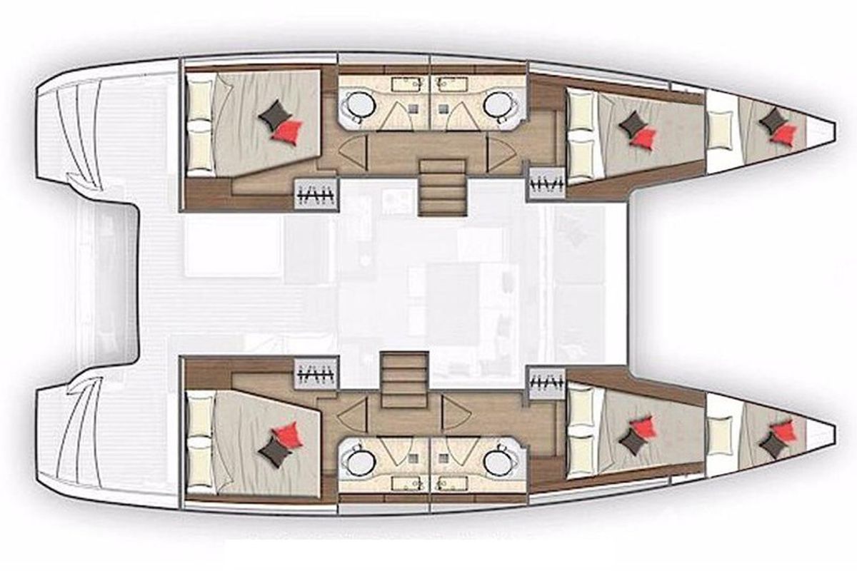 Floor plan of Ocean King, a Lagoon 40 catamaran at Athens, Greece