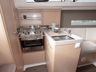 Galley of Peanut, a Beneteau Oceanis 30.1 sailboat at Road Town, British Virgin Islands