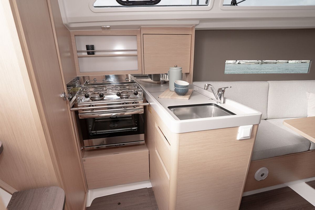 Galley of Peanut, a Beneteau Oceanis 30.1 sailboat at Road Town, British Virgin Islands