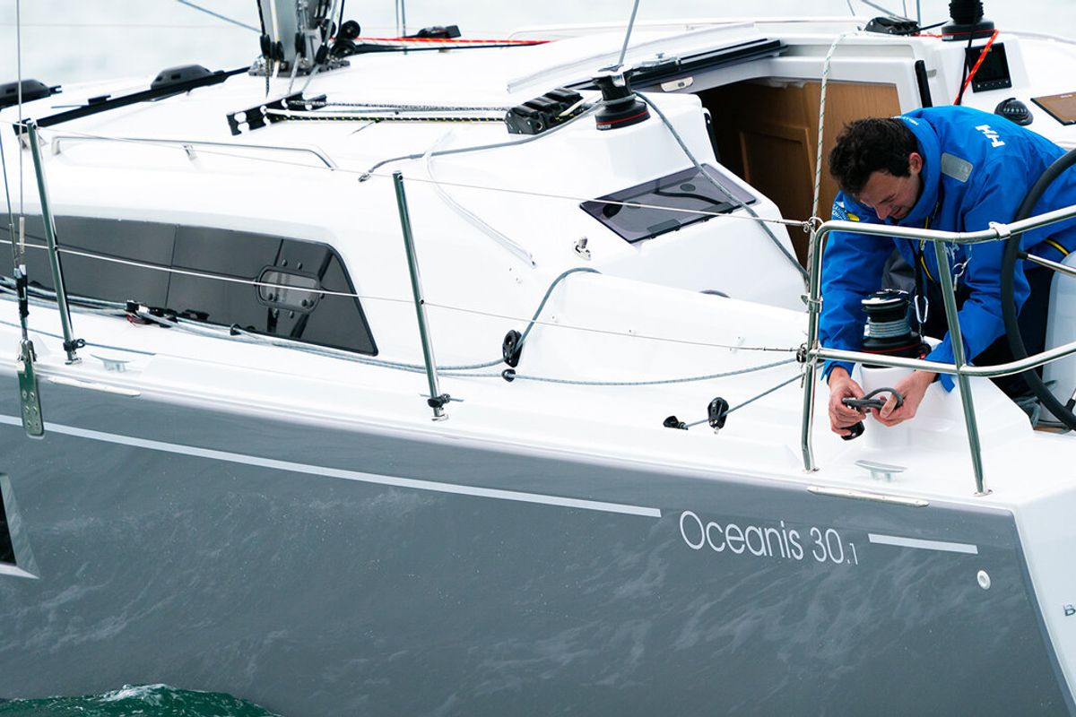 Deck of Peanut, a Beneteau Oceanis 30.1 sailboat at Road Town, British Virgin Islands
