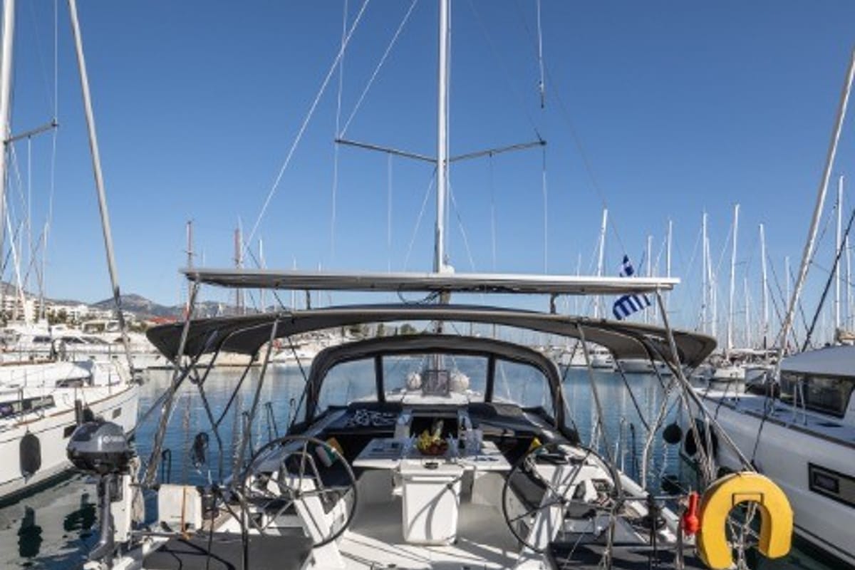 Deck of Mary Too, a Beneteau Oceanis 46.1 sailboat at Athens, Greece