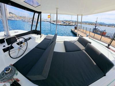 Cockpit of Silver Elli, a Lagoon 46 catamaran at Le Gosier, France