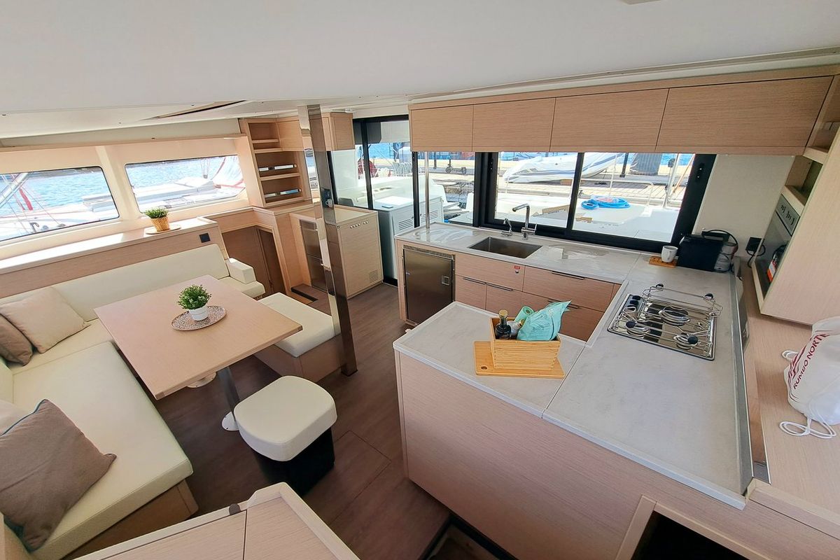 Galley of Silver Elli, a Lagoon 46 catamaran at Le Gosier, France