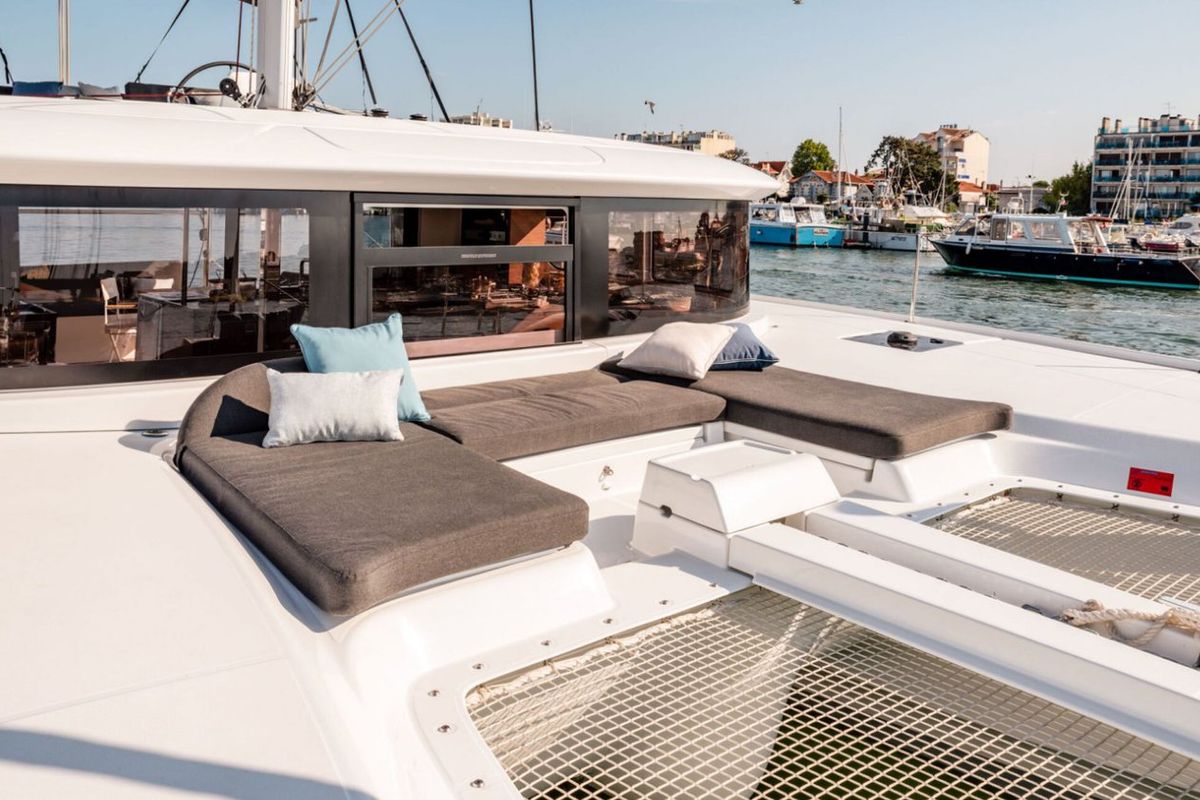 Deck of Silver Elli, a Lagoon 46 catamaran at Le Gosier, France