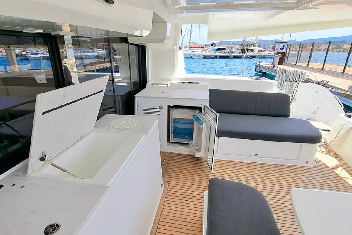 Deck of Silver Elli, a Lagoon 46 catamaran at Le Gosier, France