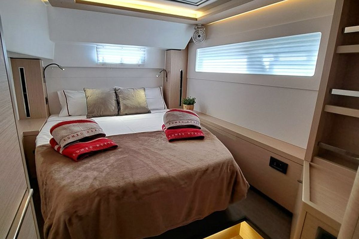 Cabin on Silver Elli, a Lagoon 46 catamaran at Le Gosier, France