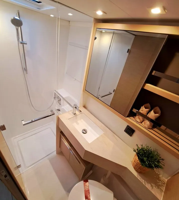 Head on Silver Elli, a Lagoon 46 catamaran at Le Gosier, France