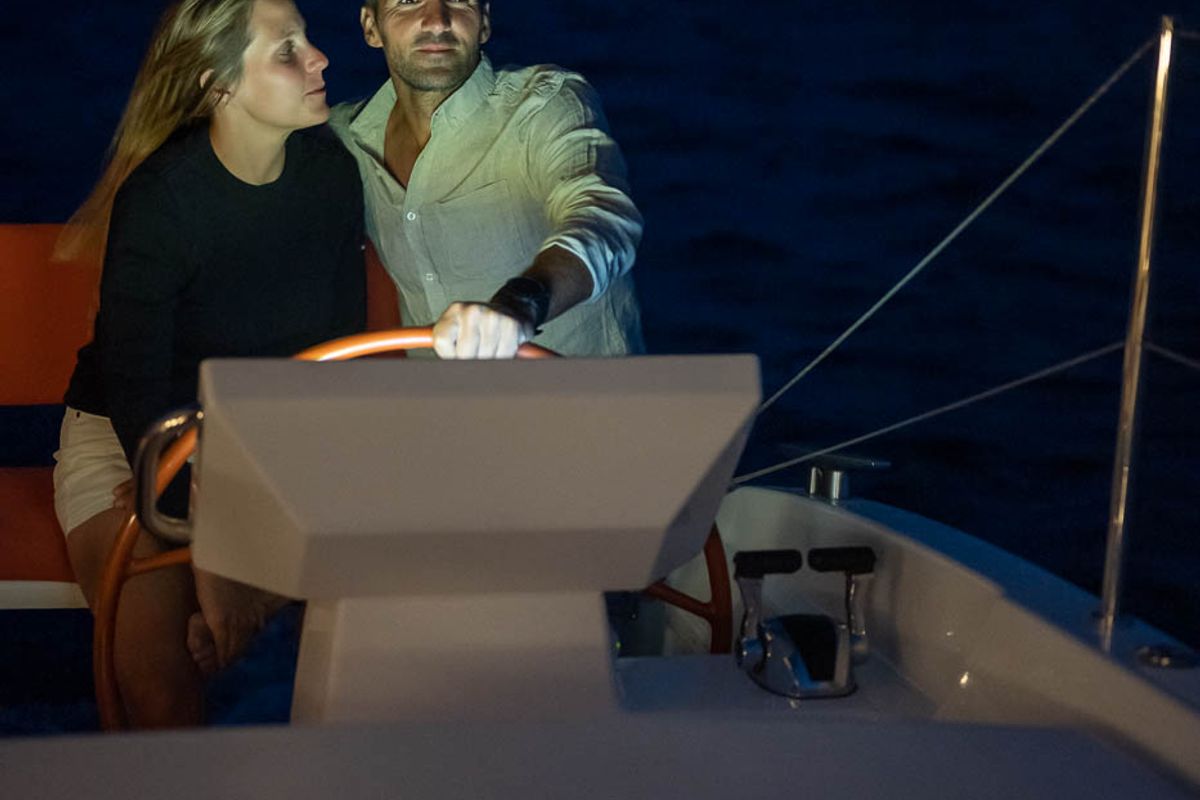Cockpit of Gladis, a Excess 14 catamaran at Zadar, Croatia