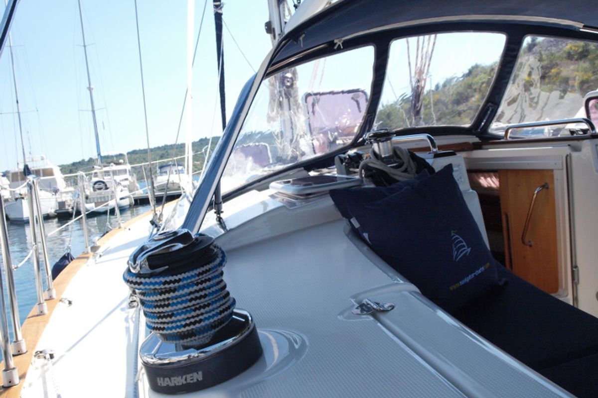Deck of SeaGull, a Bavaria 44 sailboat at Primošten, Croatia