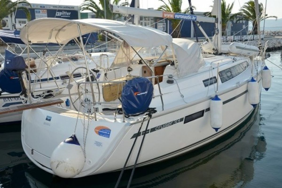 Exterior view of Ami, a Bavaria Cruiser 33 sailboat at Pirovac, Croatia