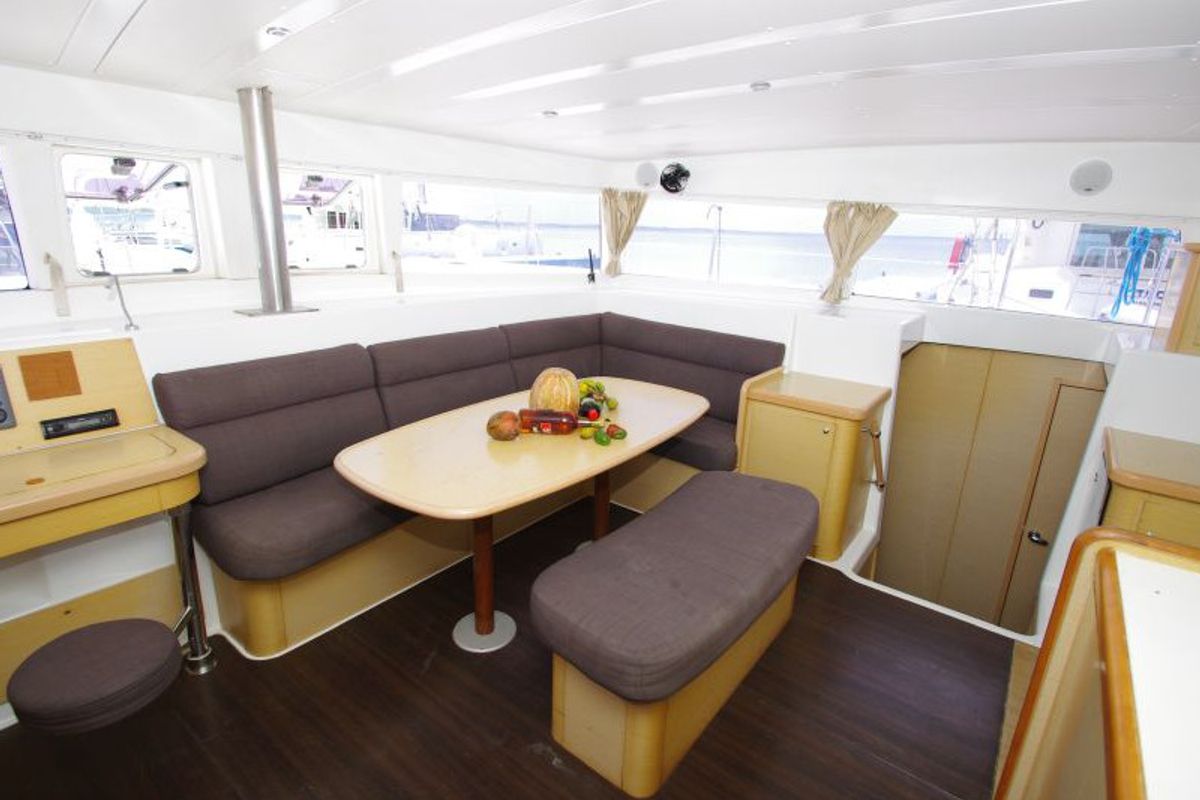 Salon of Marimar, a Lagoon 421 catamaran at Cienfuegos, Cuba