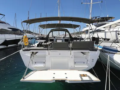 Deck of Scooby Doo, a Dufour 44 sailboat at Grad Pula, Croatia