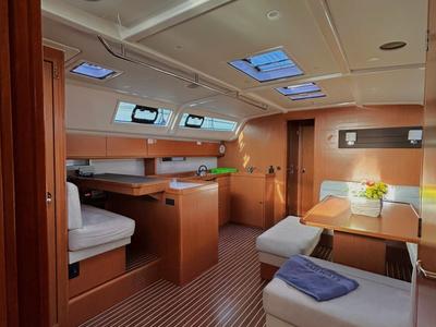 Salon of Leonidas III, a Bavaria Cruiser 51 sailboat at Athens, Greece