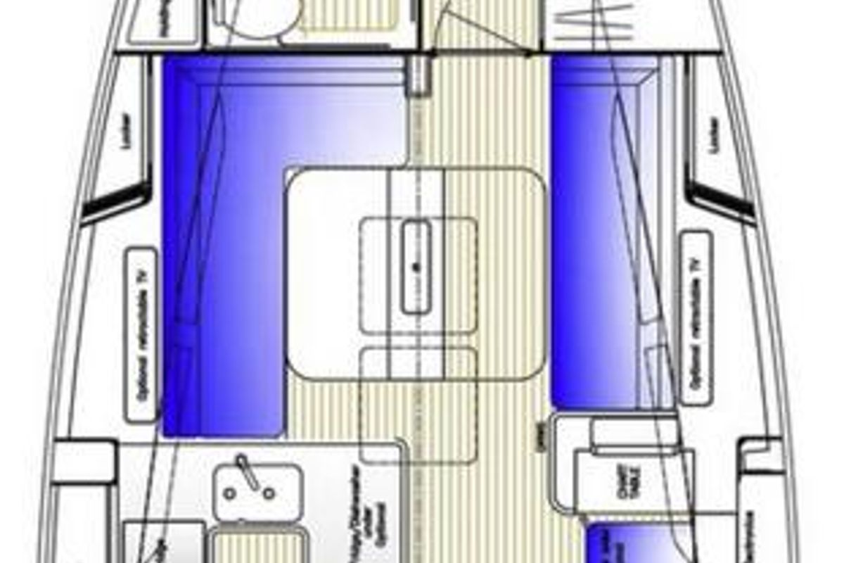 Floor plan of Maguelone, a Hallberg-Rassy 400 sailboat at Heiligenhafen, Germany