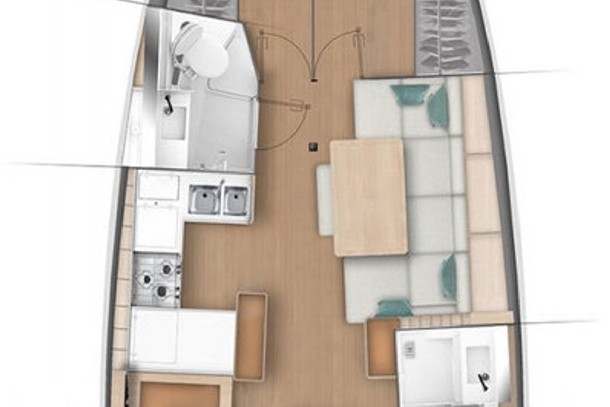 Floor plan of Dream On, a Jeanneau Sun Odyssey 440 sailboat at Preveza, Greece