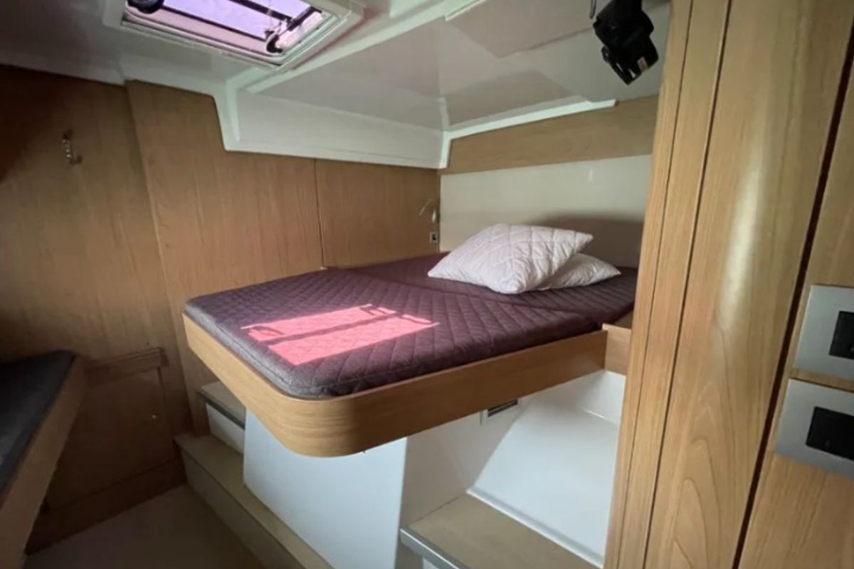 Cabin on No Name, a Bali Catspace catamaran at Municipal Unit of Lefkada, Greece