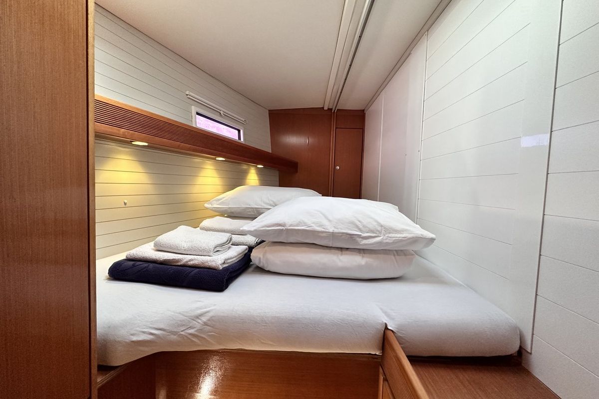 Cabin on Heidrun, a Bavaria Cruiser 55 sailboat at Split, Croatia