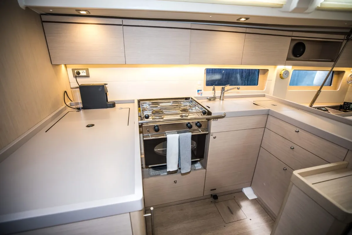 Galley of Nireas, a Beneteau Oceanis 51.1 sailboat at Athens, Greece