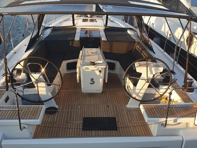 Cockpit of Nireas, a Beneteau Oceanis 51.1 sailboat at Athens, Greece