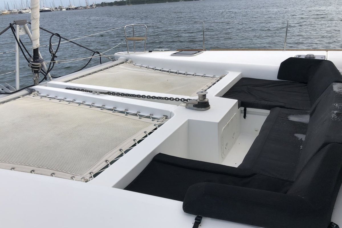Deck of Myemocean, a Lagoon 450 S catamaran at Mai Khao, Thailand