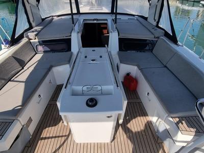 Deck of Electra, a Beneteau Oceanis 46.1 sailboat at Olbia, Italy