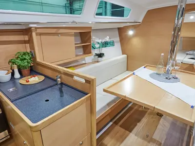 Galley of Sunsail Sun Odyssey 319 Classic, a Jeanneau Sun Odyssey 319 sailboat at Tonnarella, Italy