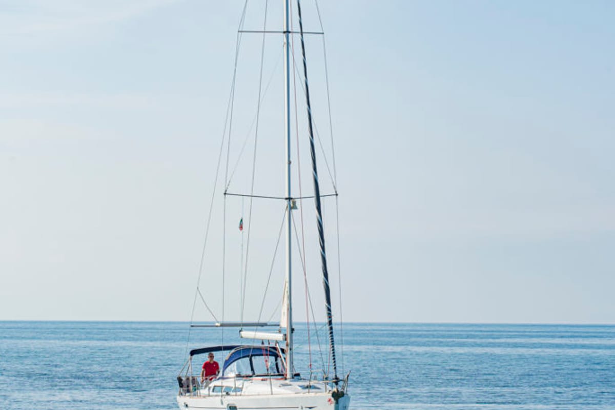 Exterior view of Benoit, a Jeanneau Sun Odyssey 42 i sailboat at San Vincenzo, Italy
