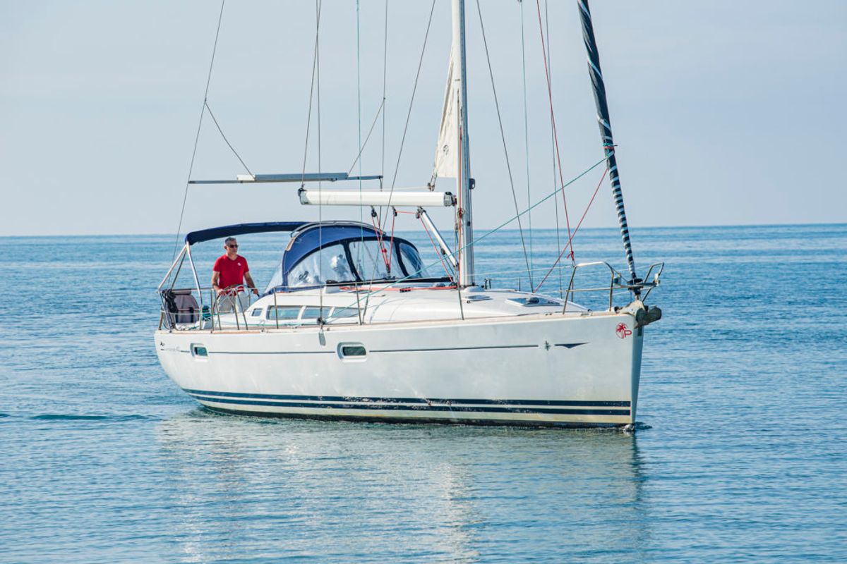 Exterior view of Benoit, a Jeanneau Sun Odyssey 42 i sailboat at San Vincenzo, Italy