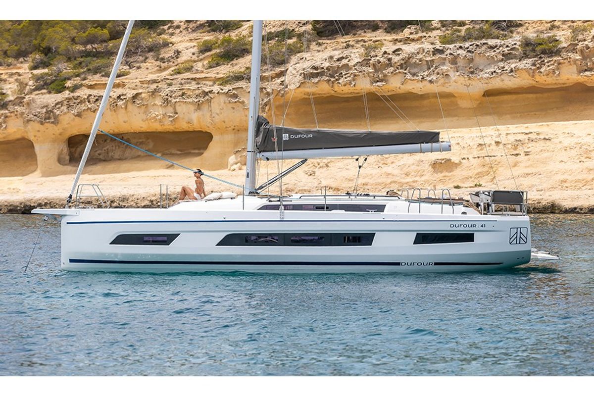 Exterior view of Panagiotis, a Dufour 41 sailboat at Volos Municipality, Greece