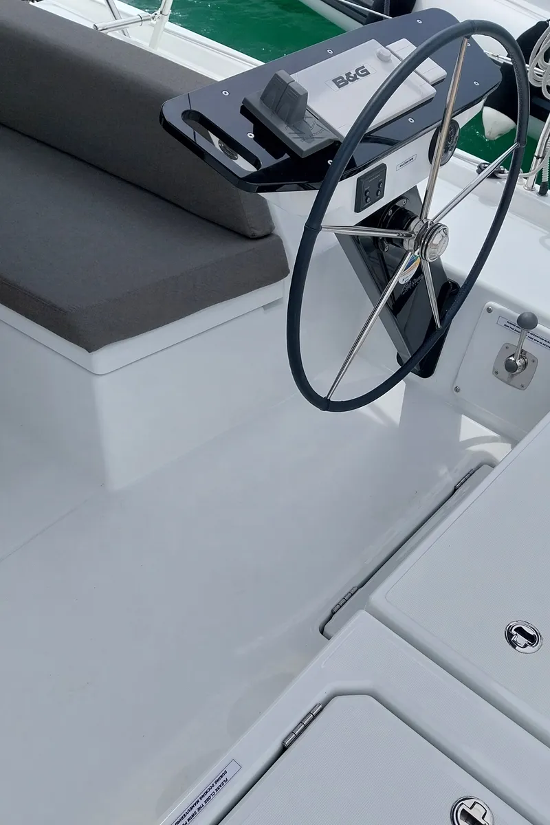 Cockpit of Panagiotis, a Dufour 41 sailboat at Volos Municipality, Greece