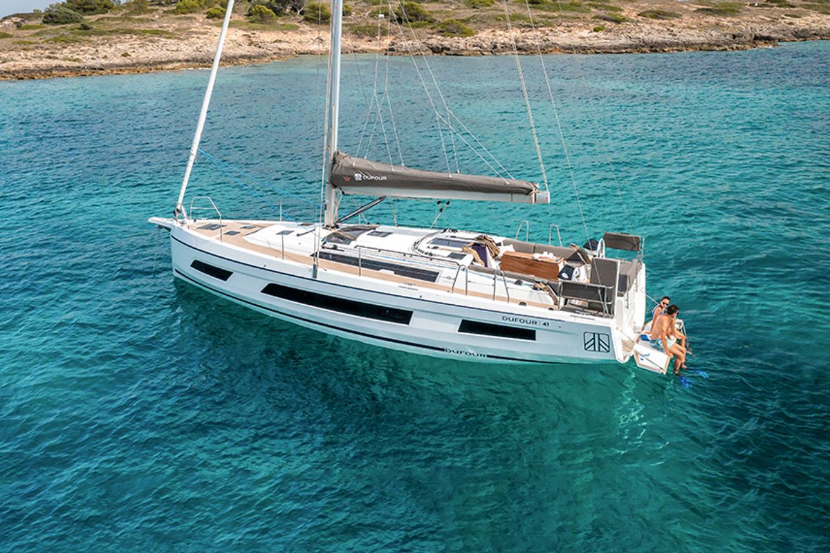 Exterior view of Panagiotis, a Dufour 41 sailboat at Volos Municipality, Greece