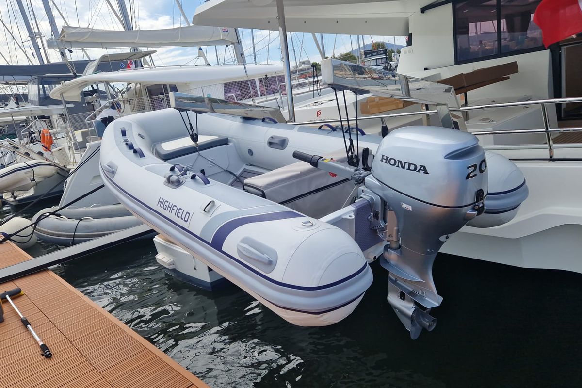 Ruinart, a Fountaine Pajot Elba 45 catamaran at Olbia, Italy