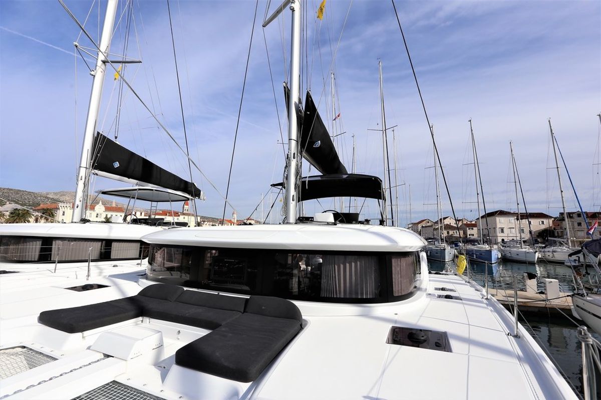 Deck of Lady Point, a Lagoon 46 catamaran at Split, Croatia