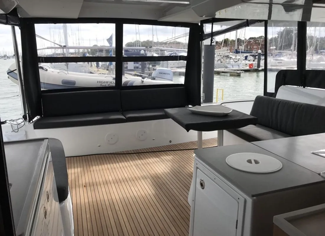 Deck of Lady Point, a Lagoon 46 catamaran at Split, Croatia