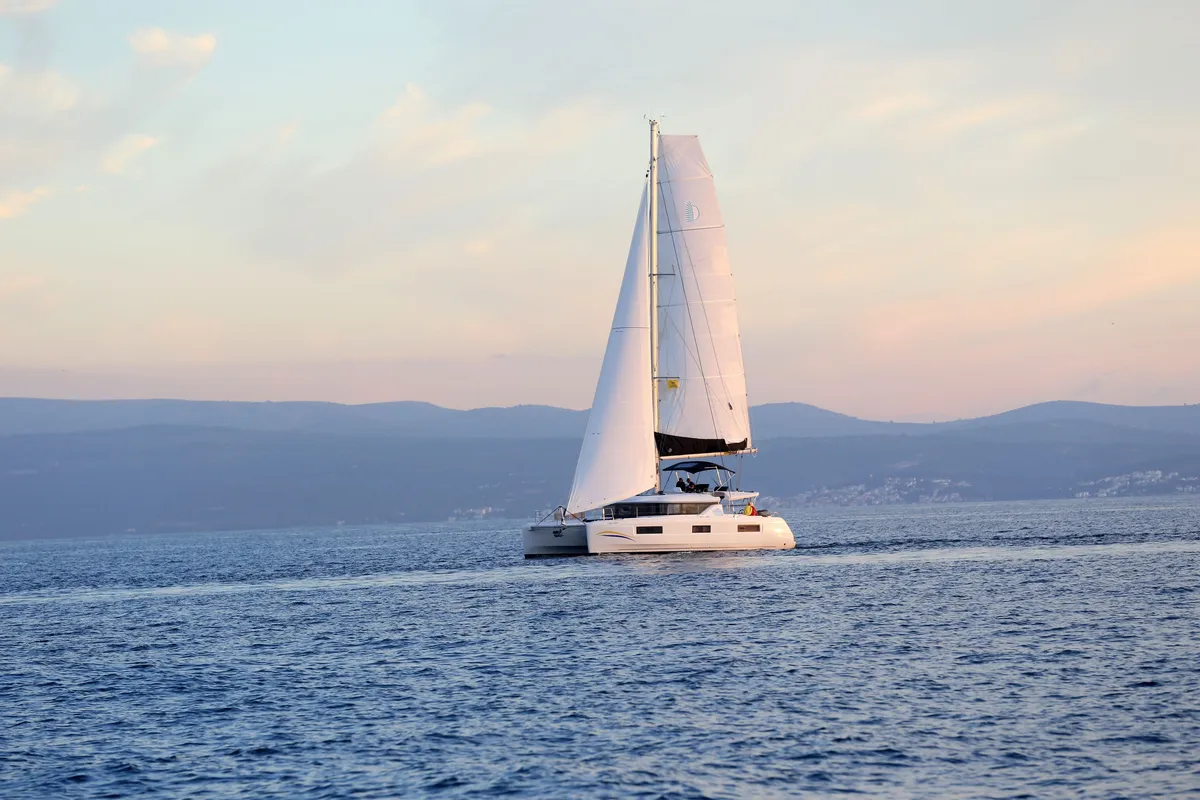 Deck of Lady Point, a Lagoon 46 catamaran at Split, Croatia
