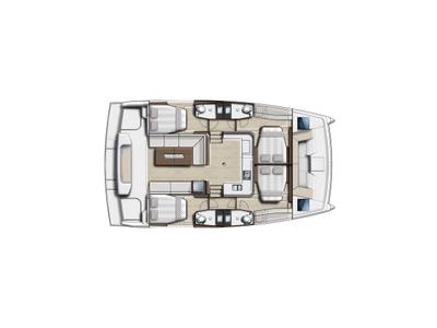 Floor plan of Bali Catspace, a Bali Catspace catamaran at Municipal Unit of Lefkada, Greece