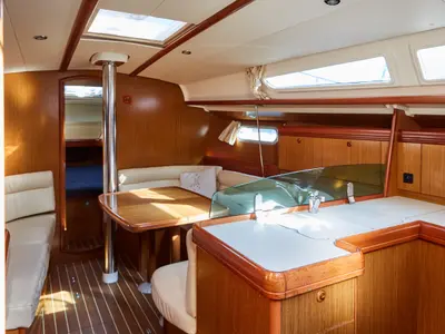 Galley of BBCAP, a Jeanneau Sun Odyssey 39i sailboat at Vigo, Spain